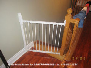 Typical baby gate installation where opening is quite narrow.